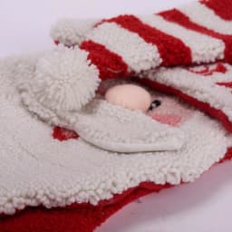 Glitzhome 20 in. Handmade Hooked Christmas Stocking with 3D Santa Design - Red & White thumbnail 3