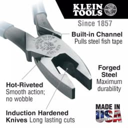 Klein Tools 9 in. High Leverage Side Cutting Fish Tape Pulling Pliers thumbnail 2