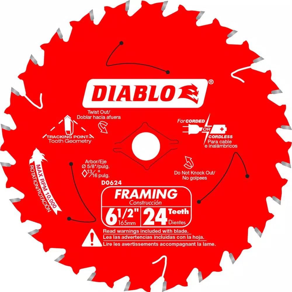 Diablo 6-1/2 in. 24-Teeth Framing Saw Blade for Circular Saws
