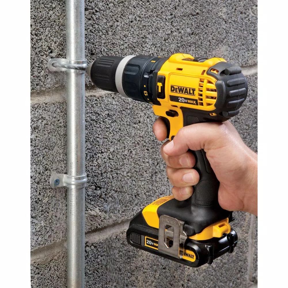 DEWALT 20V MAX Cordless 1/2 in. Compact Hammer Drill/Driver Kit with (2) 1.5Ah Batteries & 108-Piece Mechanics Tool Set