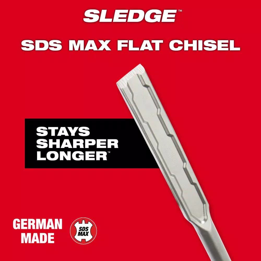 Milwaukee SDS-MAX SLEDGE 1 in. x 16 in. Flat Chisel Bit for Concrete Demolition