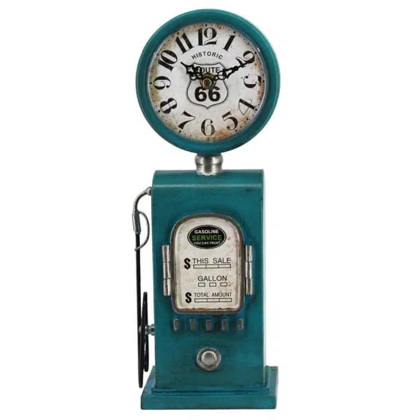 Yosemite Home Decor Route 66 Blue Gas Pump Table Top Analog Clock