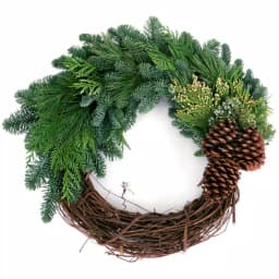 VAN ZYVERDEN 20 in. Live Fresh Cut Pacific Northwest Grapevine and Evergreen Christmas Wreath thumbnail 1