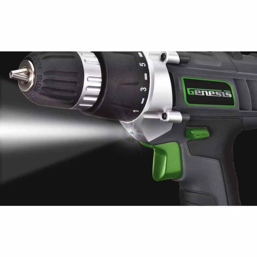 Genesis GCD18BK 18V Cordless Drill Driver Kit with 13-Piece Bit Set and Carrying Case