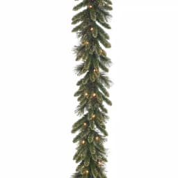 National Tree Company 9 ft. Glittery Gold Pine Garland with 100 Clear Lights, Gold Cones and Berries thumbnail 1