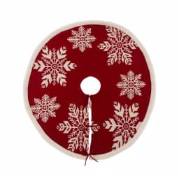 Glitzhome 48 in. Knitted Snowflake Pattern Christmas Tree Skirt thumbnail 1
