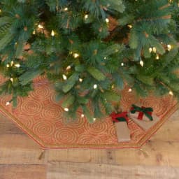 VHC Brands Soleil 48 in. Candy Apple Red & Bronze Jacquard Christmas Tree Skirt with Gold Tassels thumbnail 3