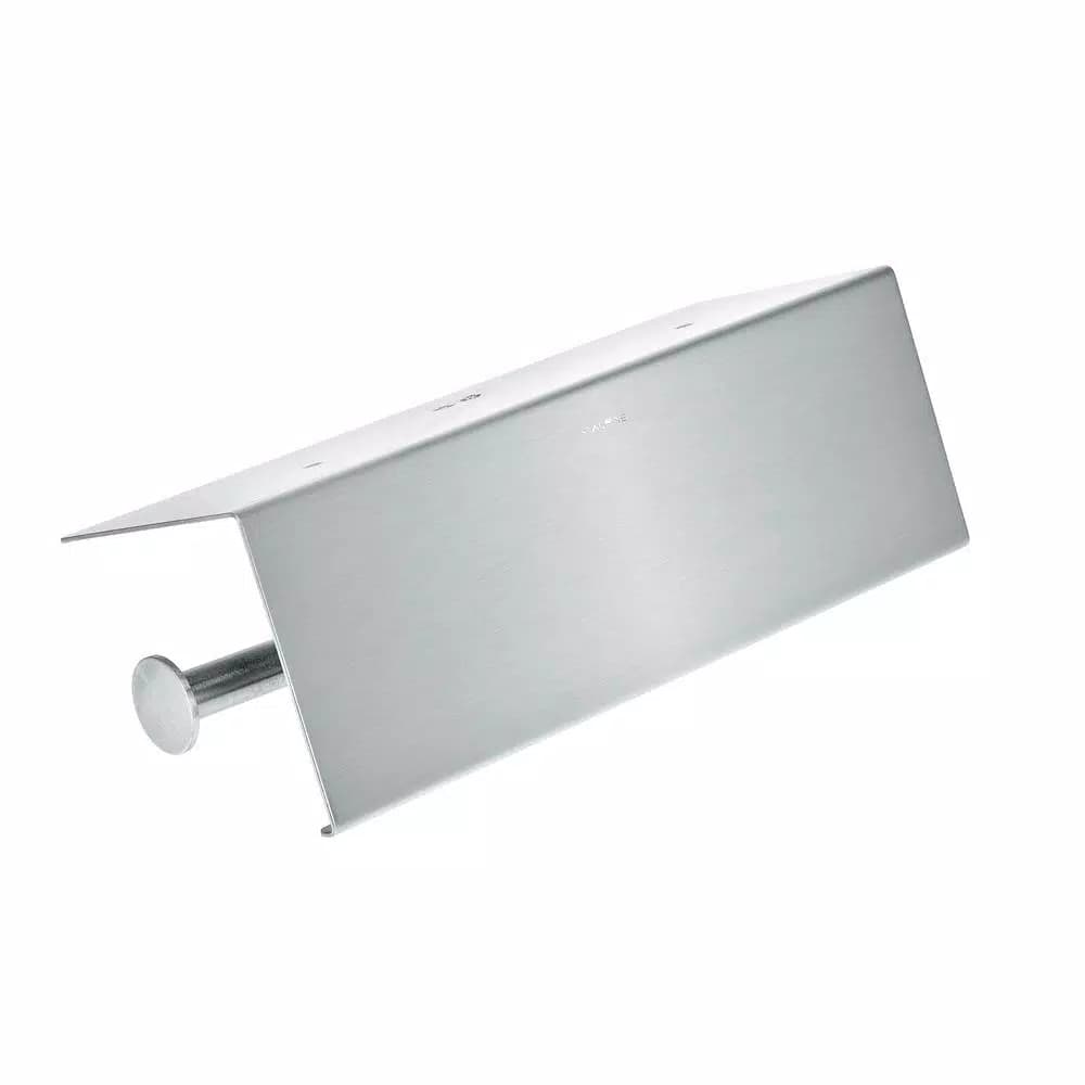 Alpine Industries Double Post Toilet Paper Holder with Storage Shelf, Brushed Stainless Steel