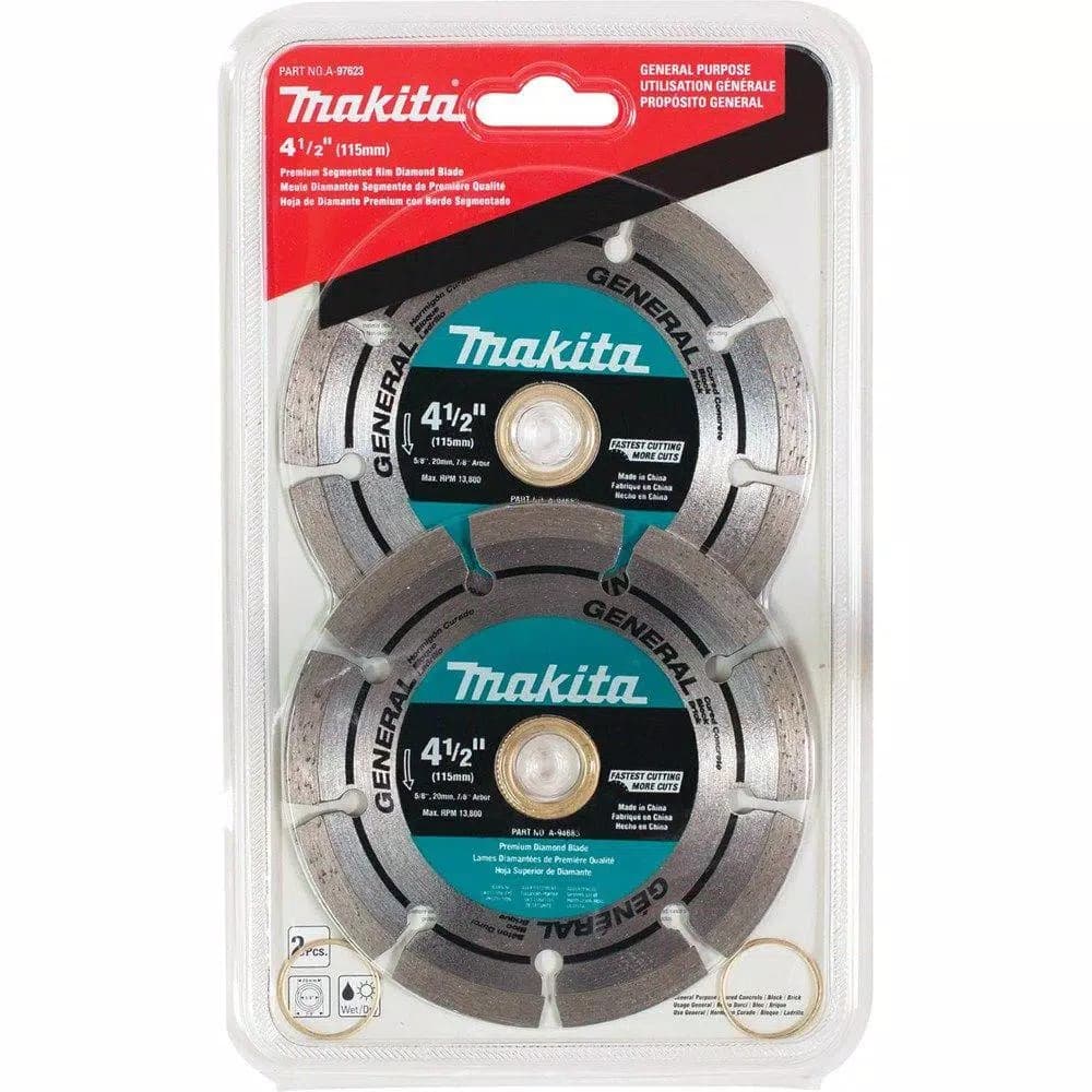 Makita 4-1/2 in. Segmented Rim Diamond Blade, 2-Pack