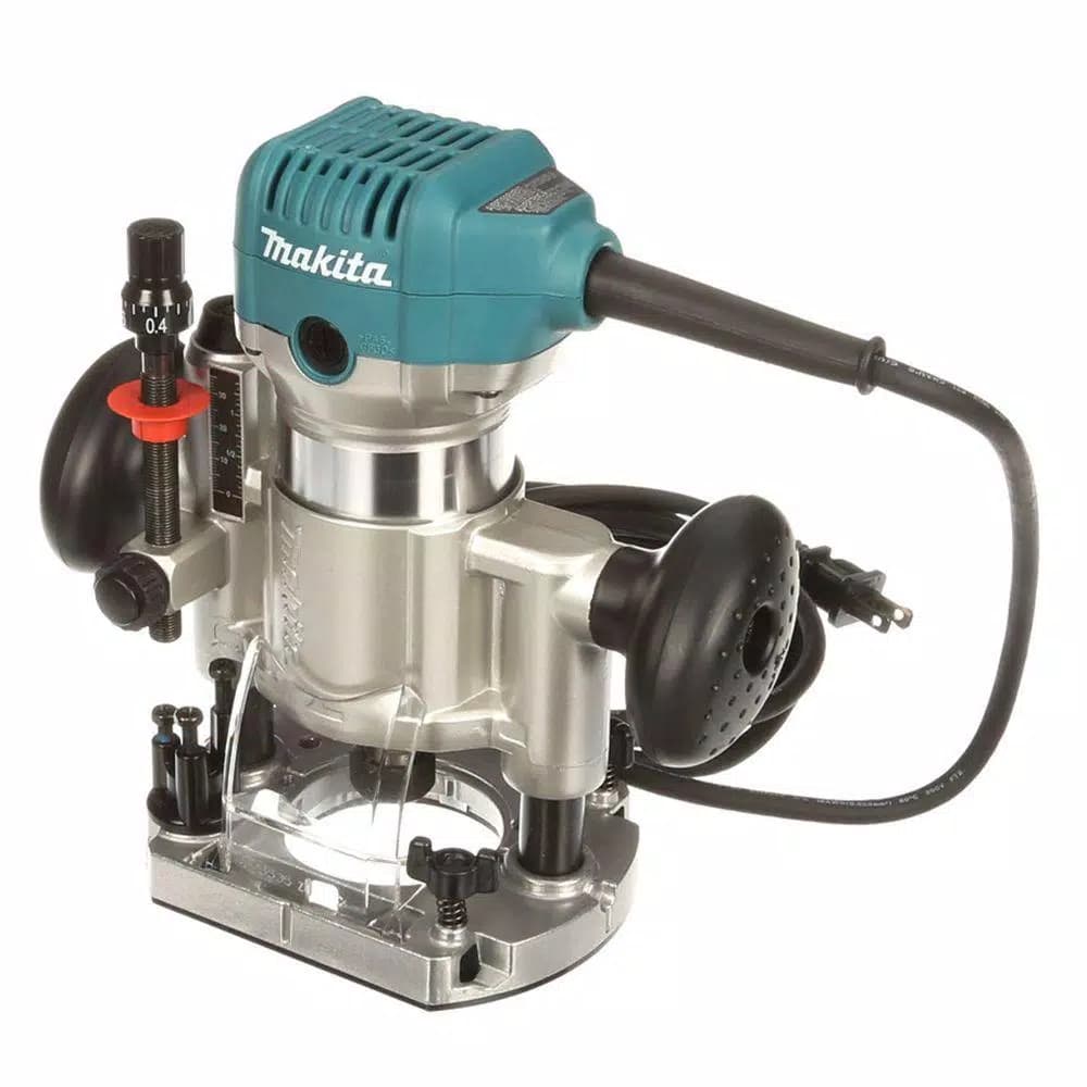 Makita 6.5 Amp 1-1/4 HP Corded Variable Speed Compact Router Kit with 3 Bases