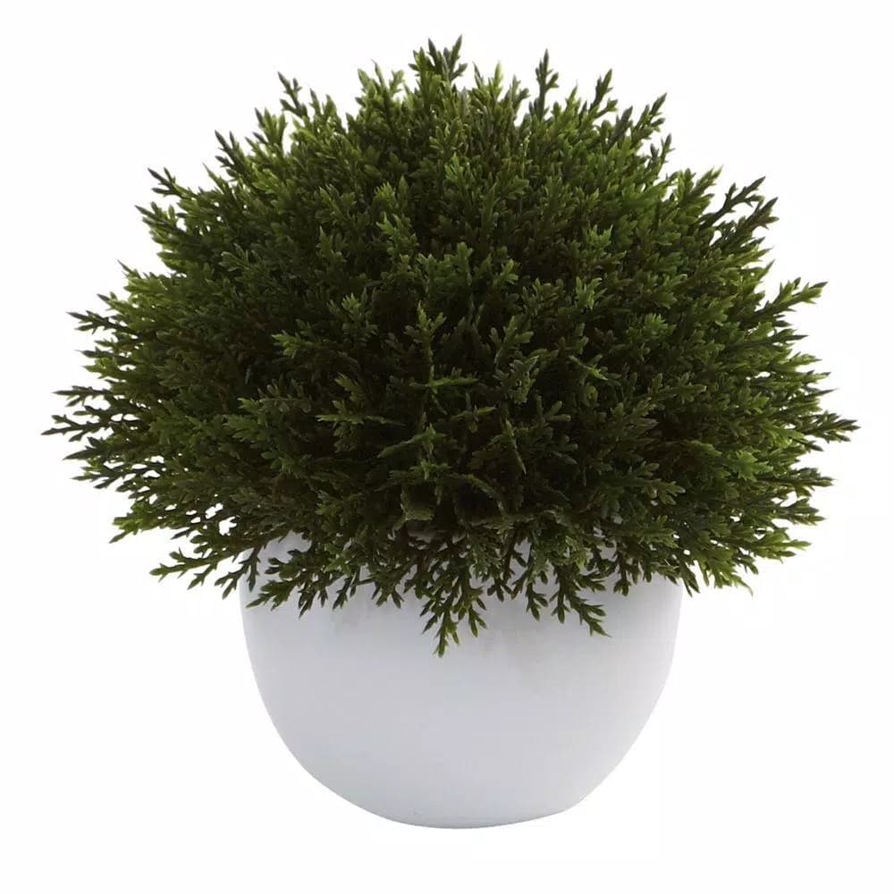 Nearly Natural Mixed Cedar Topiary Collection, Set of 3 with Ceramic Planters