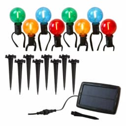 LUMABASE 2.5 in. Round Solar Color Changing Glass Pathway String Lights, 8-Light Set thumbnail 1