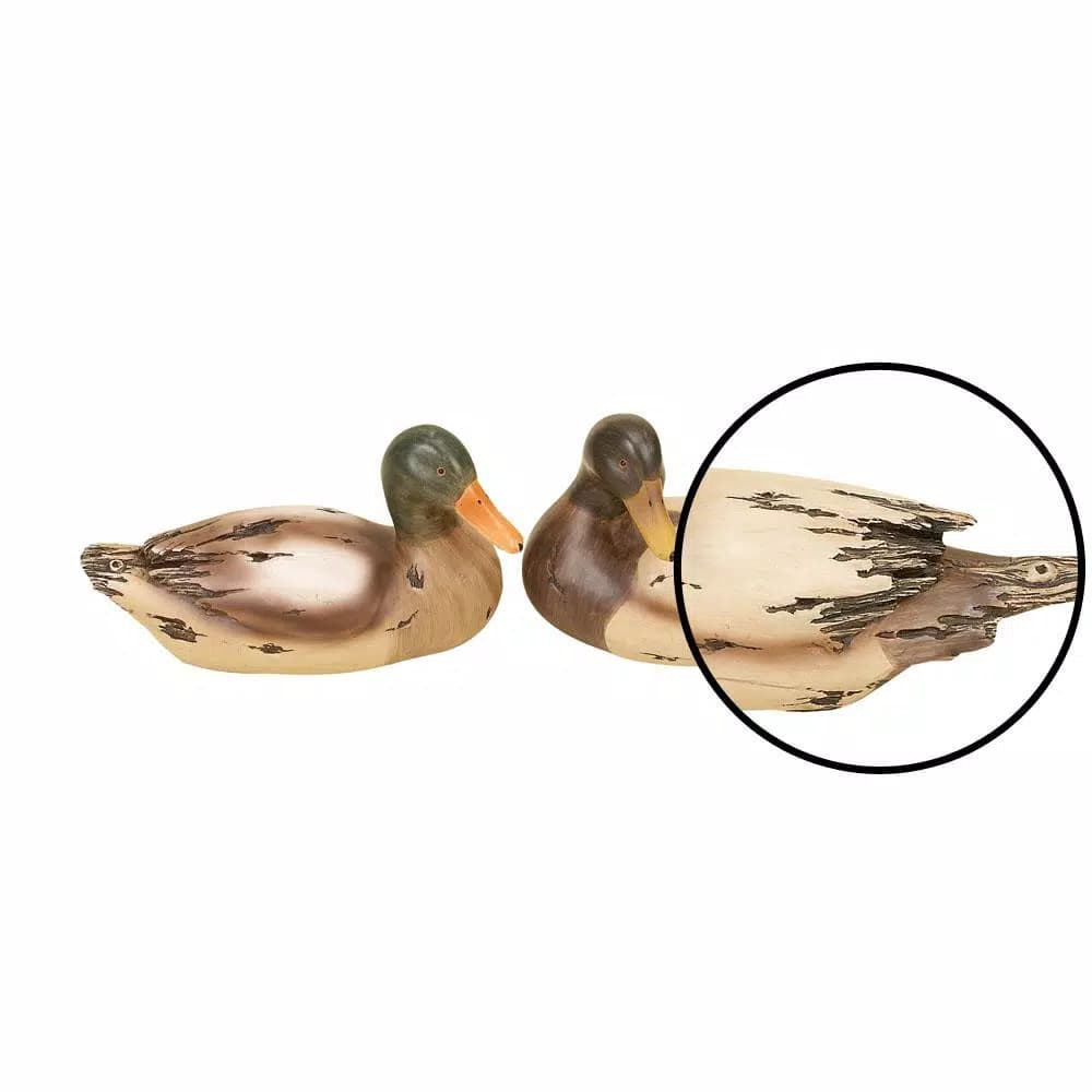 LITTON LANE Amazing Animals Rustic Polystone Decoy Duck Sculptures, Set of 2