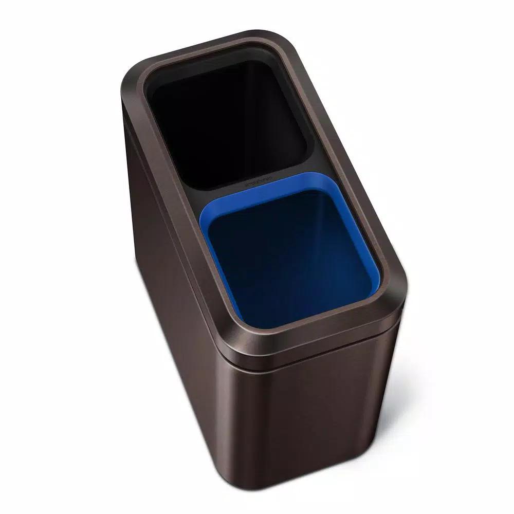 simplehuman 20L Slim Open Top Recycling Trash Can, Dark Bronze Stainless Steel