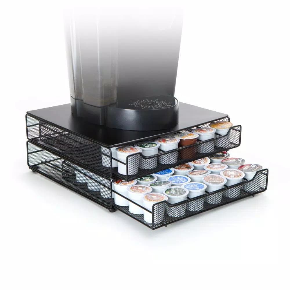 Mind Reader Jumbo 72-Capacity Metal Mesh Double Coffee Pod Storage Drawer, Black