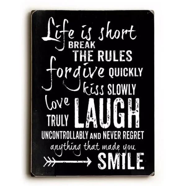 ArteHouse "Break the Rules" by Nancy Anderson 9x12 in. Solid Wood Wall Art Sign