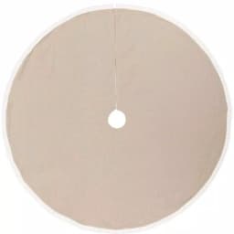 VHC Brands 55 in. Red Margot Farmhouse Christmas Tree Skirt with Diamond Lace and Creme Chambray thumbnail 2