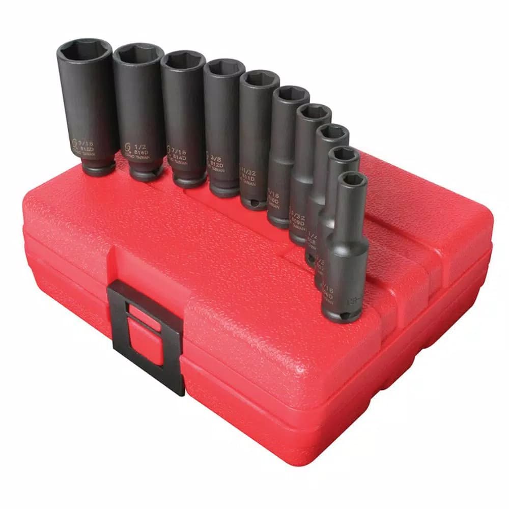SUNEX TOOLS 1/4 in. Drive Deep SAE Impact Socket Set, 10-Piece