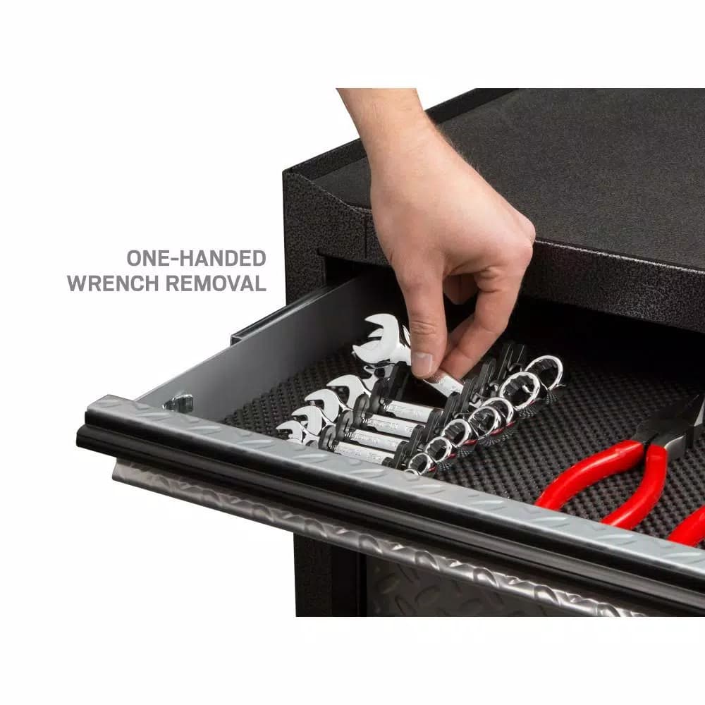 TEKTON 8-Tool Store-and-Go Stubby Wrench Keeper, Low Profile Toolbox Organizer, Black