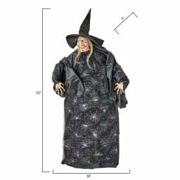 Worth Imports 50 in. Halloween Hanging Witch Decor with Wired Arms and Lacy Black Dress thumbnail 2