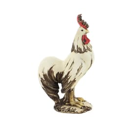 LITTON LANE 15 in. Rooster Decorative Sculpture - White, Red, and Brown Farmhouse Statuary thumbnail 4