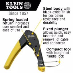 Klein Tools Coaxial Cable Installation Kit with Compression Crimper, Stripper, and Multi-Cable Cutter thumbnail 2