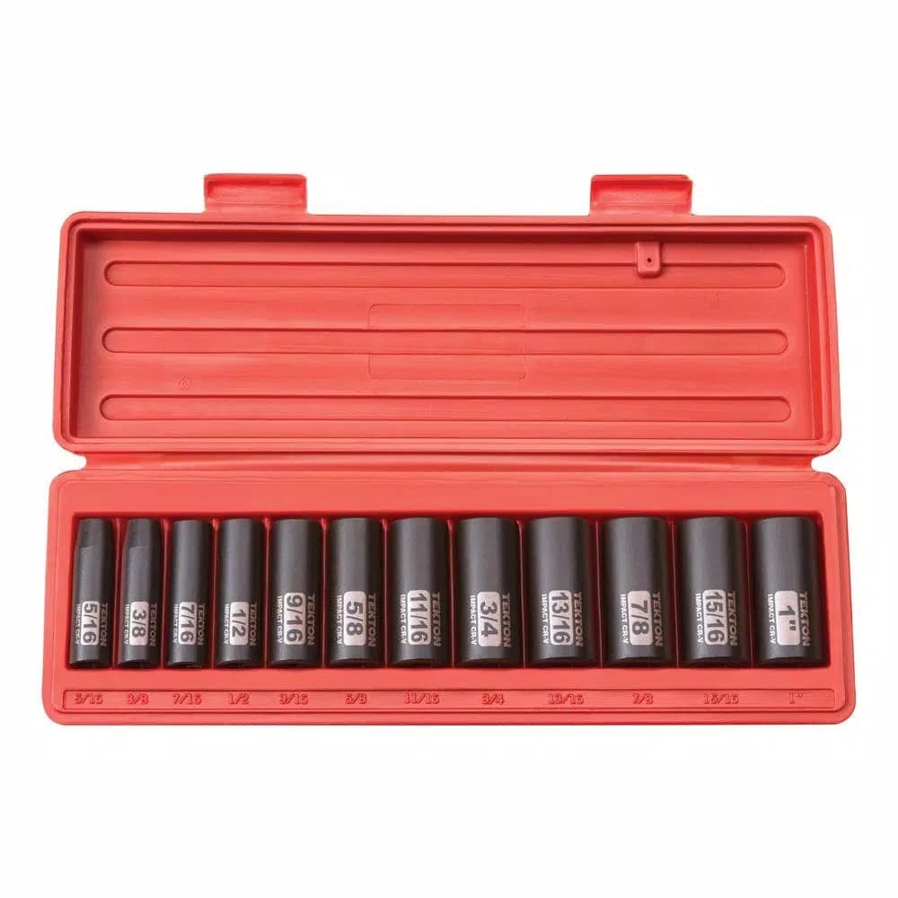 TEKTON 12-Piece 3/8 in. Drive Deep Impact Socket Set, 5/16 to 1 in. SAE