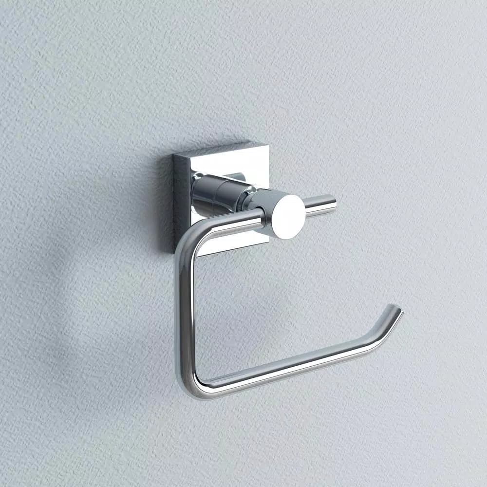No Drilling Required Hukk Single Post Toilet Paper Holder, Modern Chrome Zinc Design, No-Drill Mounting
