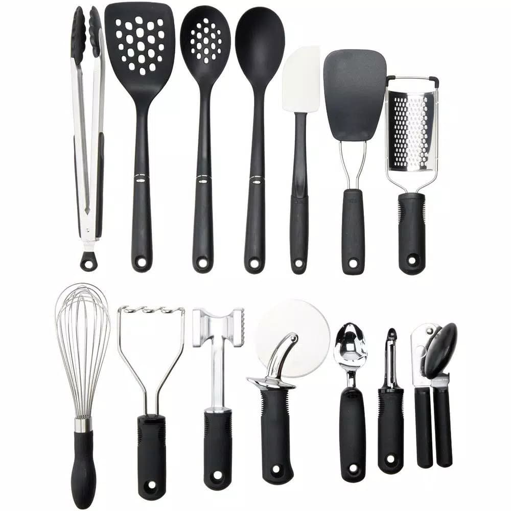 OXO Good Grips 15-Piece Everyday Kitchen Tool Set with Stainless Steel Utensil Holder