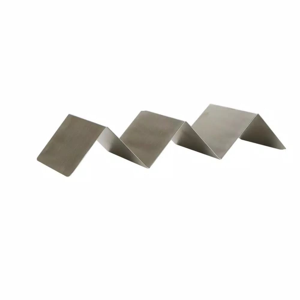 Unbranded Silver Stainless Steel Taco Holder Set, 4-Pack Serving Tray for Hard and Soft Shells, Grill Safe