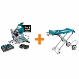 Makita 10 in. Dual-Bevel Sliding Compound Miter Saw Kit (36V X2 LXT) with Portable Miter Saw Stand thumbnail 1