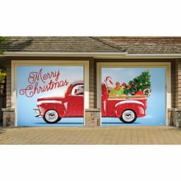 My Door Decor 7 ft. x 8 ft. Red Truck Christmas Garage Door Mural Banner thumbnail 2
