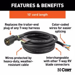 CURT 10' 7-Way RV Blade Replacement Harness, Trailer Side Connector thumbnail 6