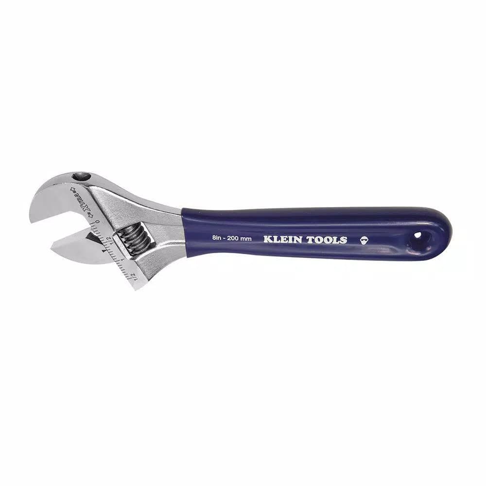 Klein Tools 8 in. Extra Wide Jaw Adjustable Wrench, 1-1/2 in. Capacity