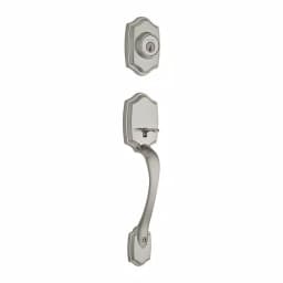 Kwikset Belleview Double Cylinder Handleset, Satin Nickel, Exterior Pack with SmartKey Security thumbnail 1
