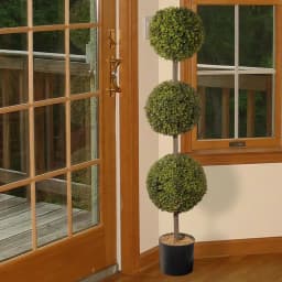 National Tree Company 48 in. Artificial Boxwood 3-Ball Topiary in Dark Green Grower's Pot thumbnail 2