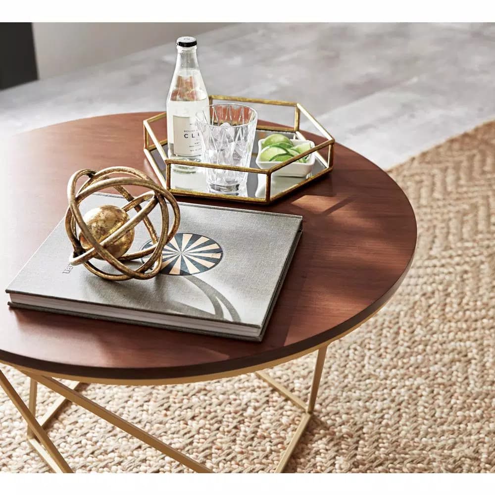 Titan Lighting Gold Mirrored Hexagonal Decorative Trays, Set of 2, Metal Transitional Style