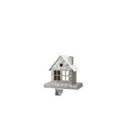 Glitzhome Galvanized Metal House Stocking Holder Set of 2 - Rustic Christmas Mantel Decor thumbnail 2