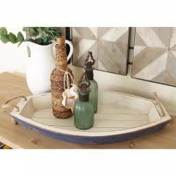 LITTON LANE Coastal Distressed Wood Boat-Shaped Decorative Trays, Set of 2 thumbnail 1