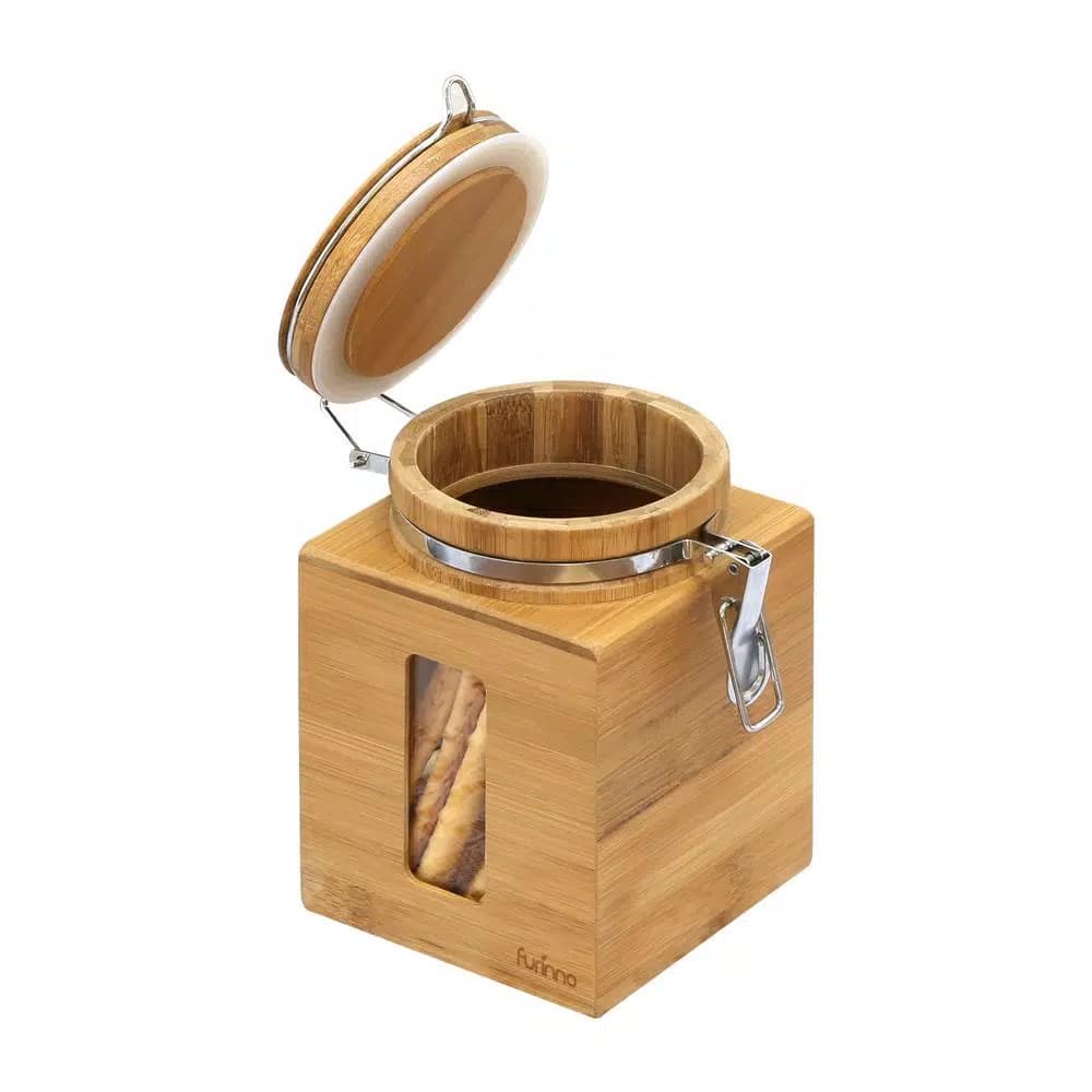 Furinno DaPur Small Natural Bamboo Airtight Kitchen Canister