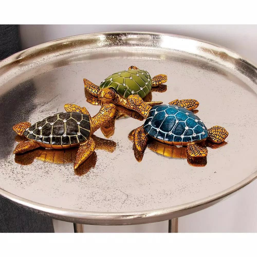 LITTON LANE 5 in. Polystone Sea Turtle Sculptures, Set of 3 - Coastal Decorative Statuary