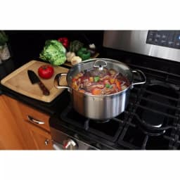 Chantal Induction 21 Steel 6 Qt. Round Stainless Steel Casserole Dish with Glass Lid, Brushed Stainless Steel thumbnail 6
