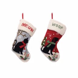 Glitzhome 21 in. Hooked Cat and Dog Christmas Stockings, 2-Pack thumbnail 1