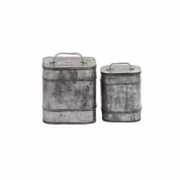 LITTON LANE Rustic Galvanized Iron Square Metal Storage Boxes with Lids, Set of 2 thumbnail 3