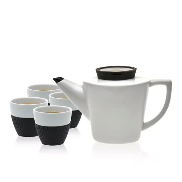 VIVA Scandinavia Infusion 5-Piece Porcelain Teapot and Teacup Set, White