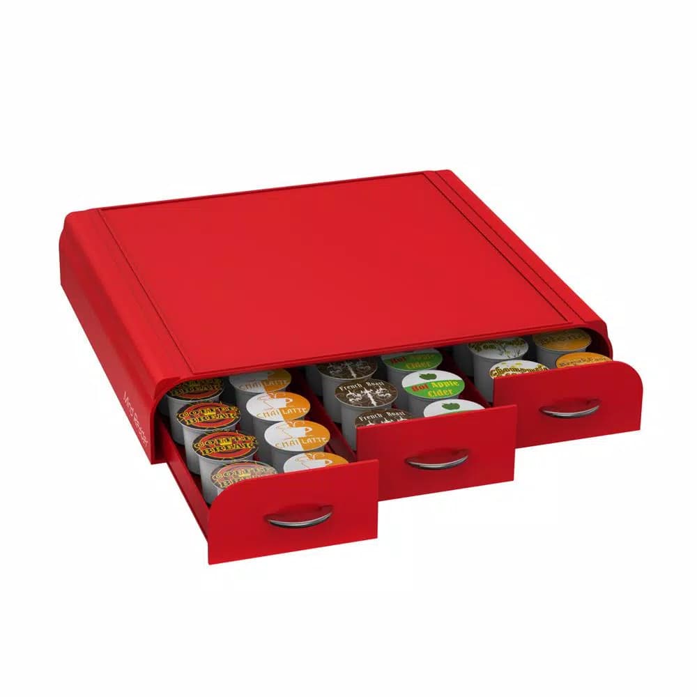 Mind Reader Anchor Red K-Cup Storage Drawer, 36-Capacity Single Serve Coffee Pod Organizer
