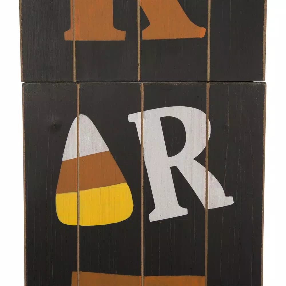 Glitzhome 59.68 in. Wooden Trick or Treat Porch Sign - Halloween Hanging Decor
