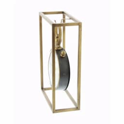 LITTON LANE 13 in. Round Iron Table Clock with Rectangular Metal Frame, Tarnished Bronze Finish thumbnail 2