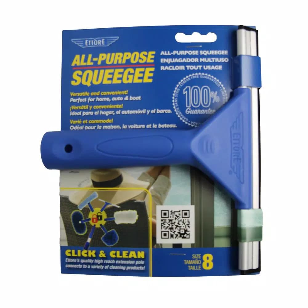 Ettore 8 in. All-Purpose Squeegee with High-Impact Plastic Handle and Streak-Free Rubber Blade