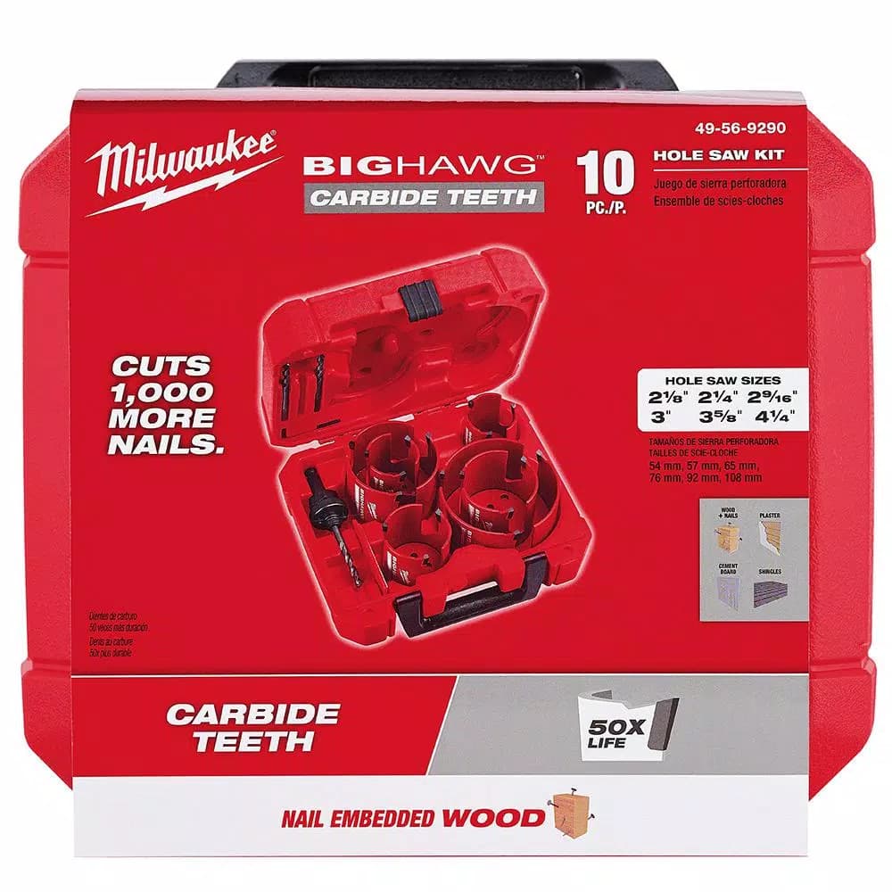 Milwaukee BIG HAWG Carbide Hole Saw Kit, 10-Piece Set